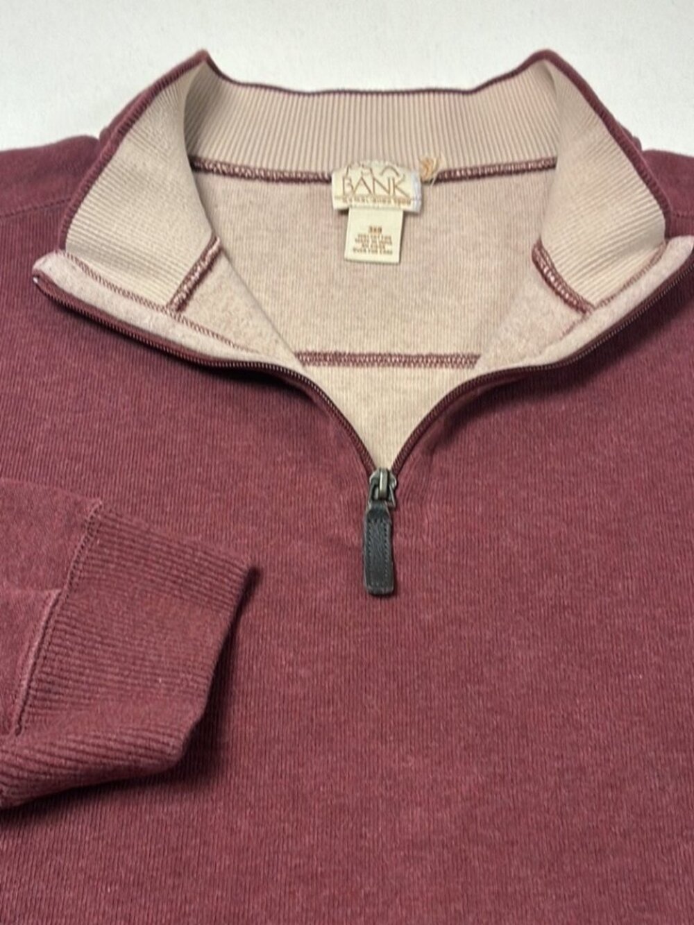 JosABank 1/4 Zip 3XB Pullover Cotton Red With Light Tan Trim  Casual Big & Tall